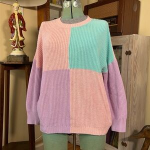 Oversized Pastel Color-block Comfy knit Sweater